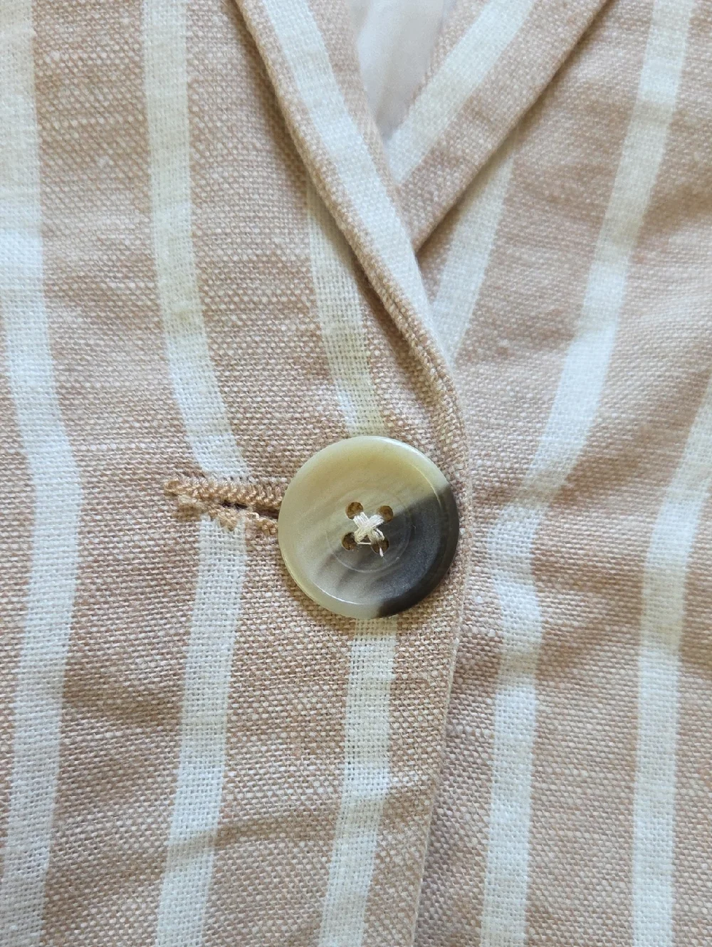 BP Nordstrom Tan & White Linen Blend Single Button Blazer - Size L - Picture 3 of 8